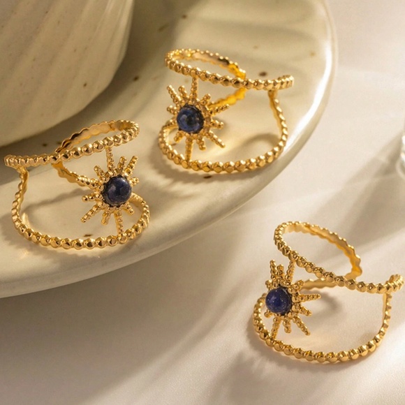 18k Gold Plated Stainless Steel Star Adjustable Ring - Picture 4 of 4